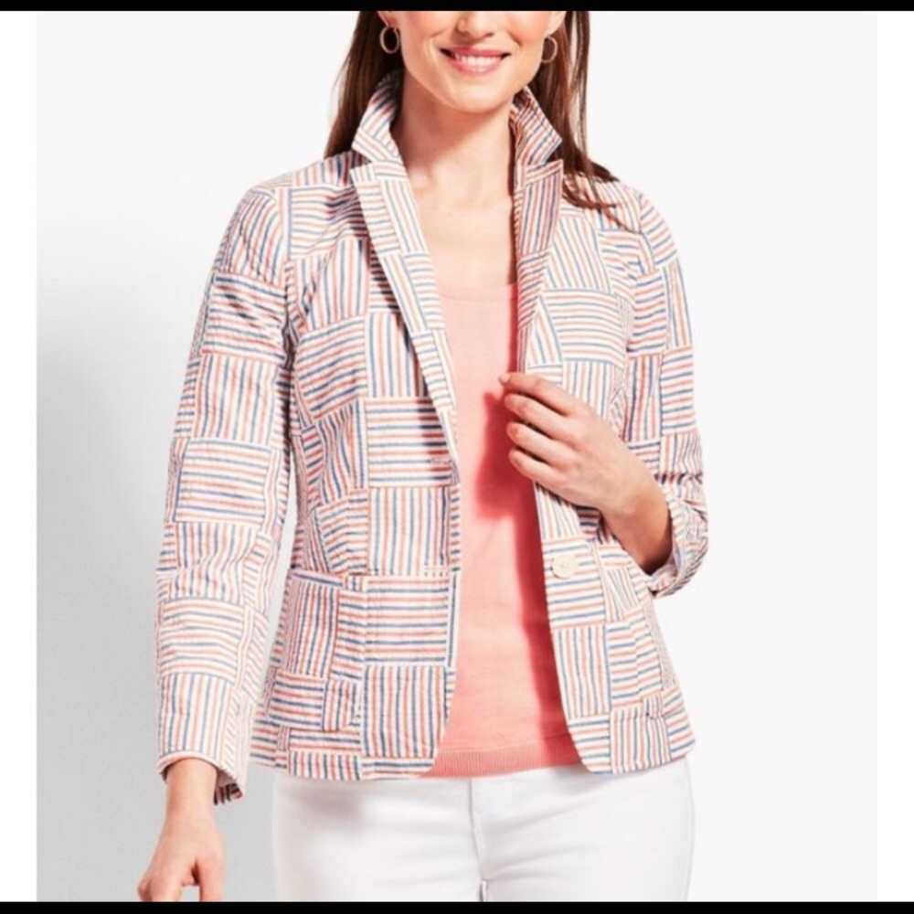 Talbots 4th of July Patchwork Cotton Blazer
